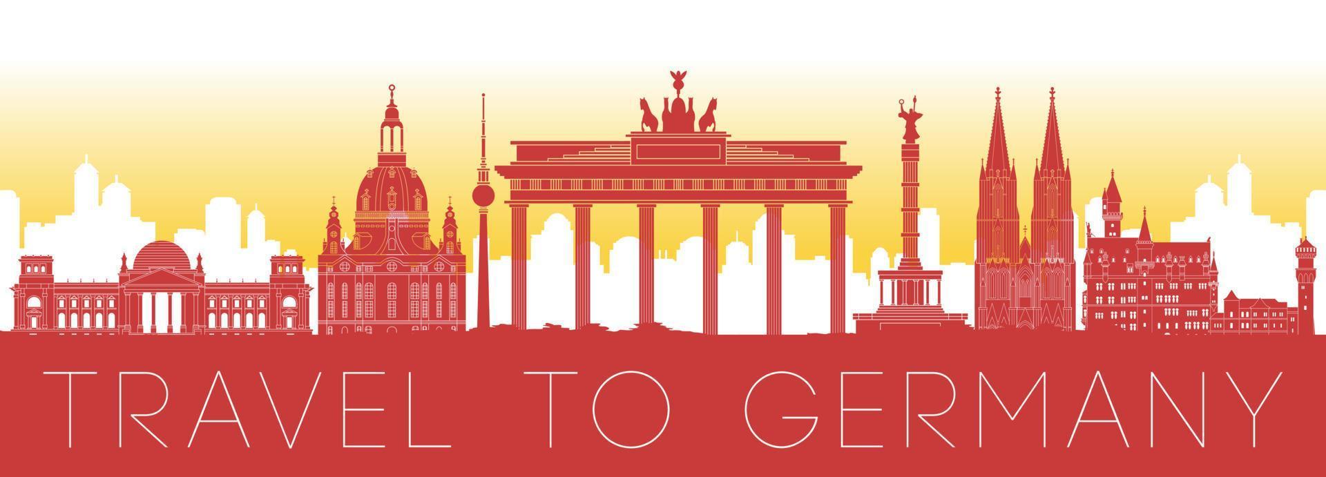 Germany famous landmark green silhouette design vector