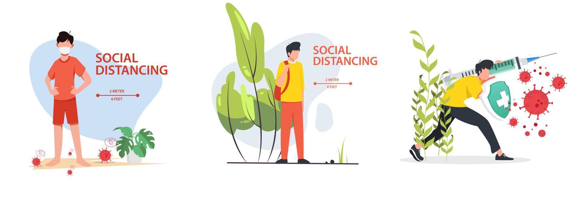 social distance, Space for safety, and people should be 1 meter apart, social distancing vector