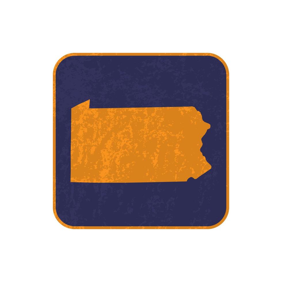 Pennsylvania state map square with grunge texture. Vector illustration.