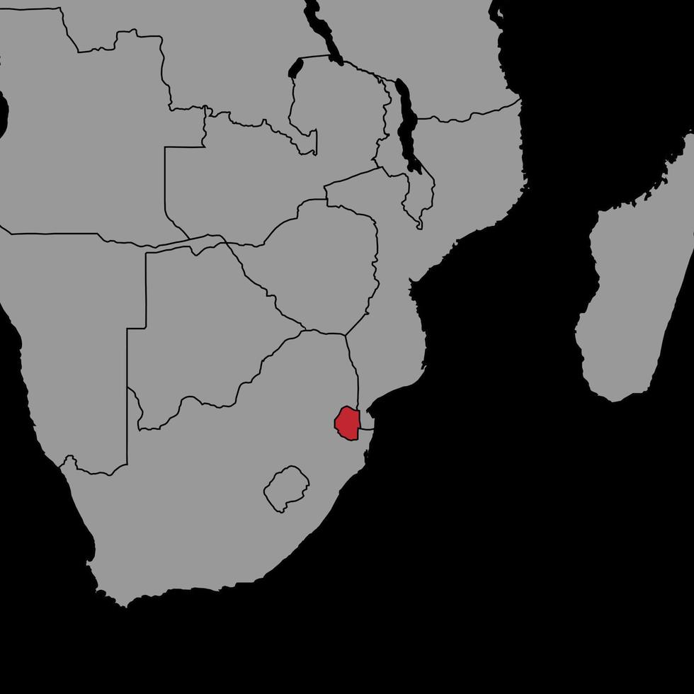Pin map with Eswatini flag on world map. Vector illustration.