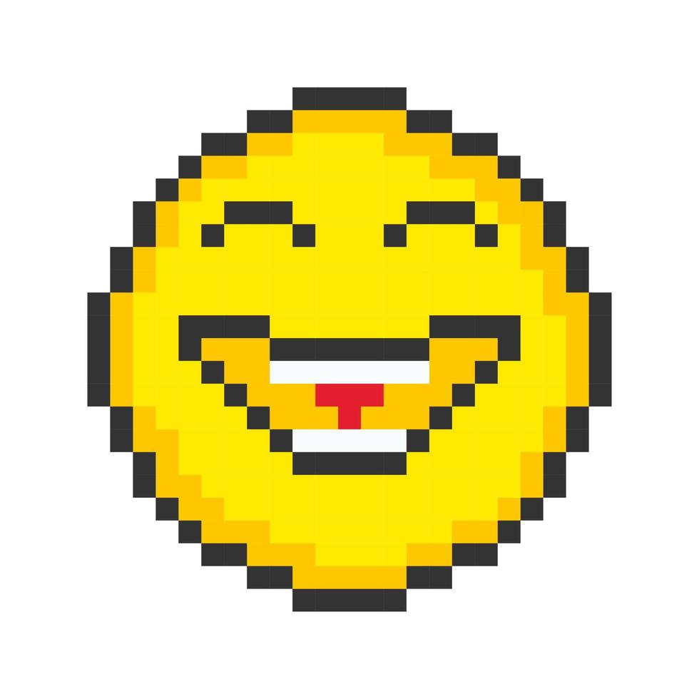 icono de cara feliz. emoticonos de arte de píxeles. ilustración vectorial vector