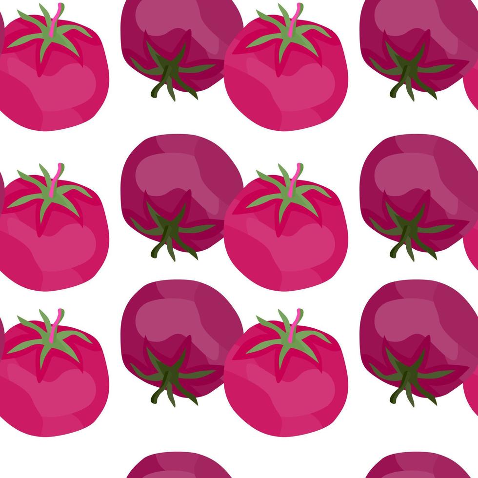 Seamless pattern with tomato. Organic vegetable wallpaper. vector