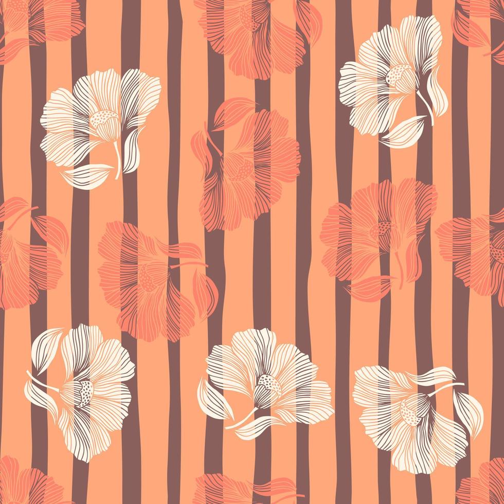 línea de flor abstracta de patrones sin fisuras. fondo sin fin de contorno vintage floral delicado. estilo retro. vector