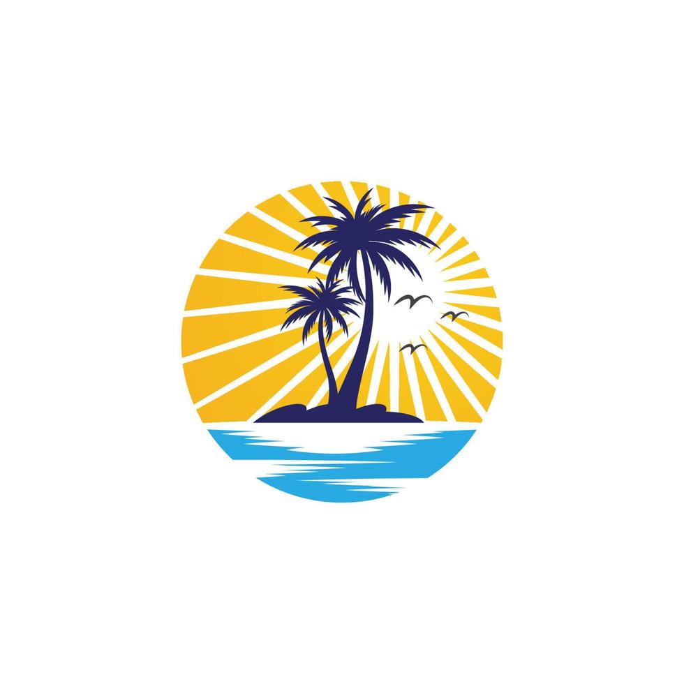 Palm tree summer logo template vector