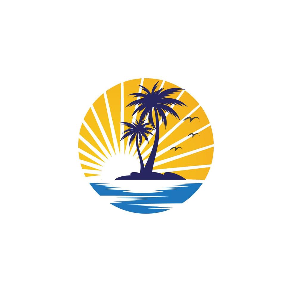 Palm tree summer logo template vector