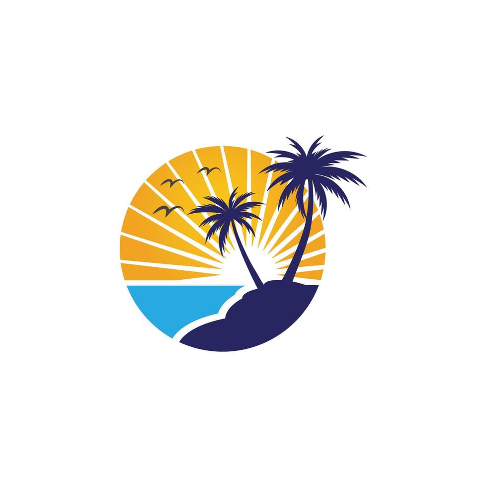 Palm tree summer logo template vector