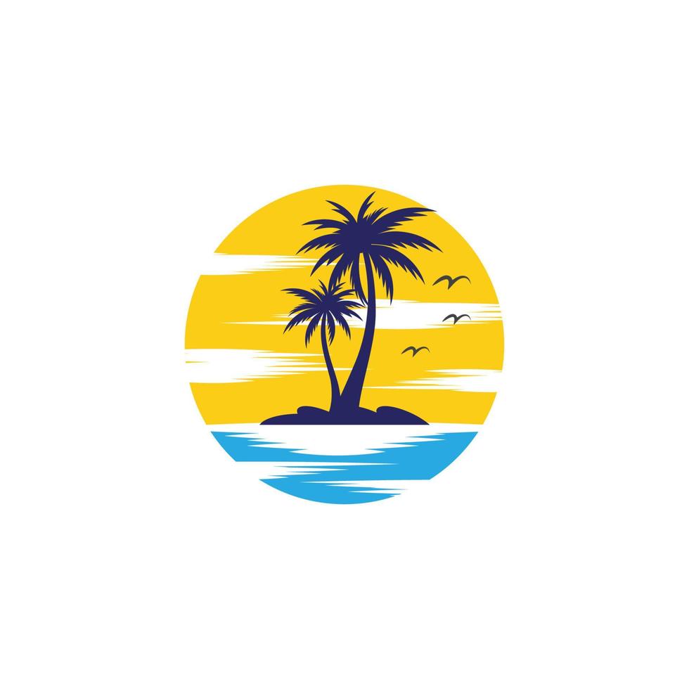 Palm tree summer logo template vector