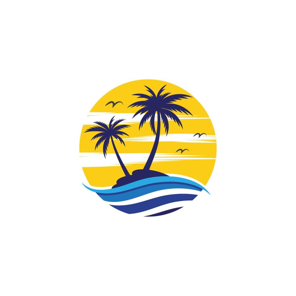 Palm tree summer logo template vector