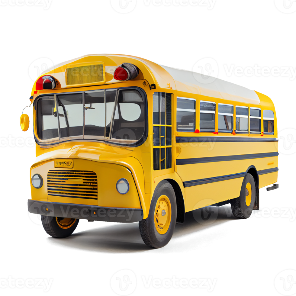 cute yellow school bus on transparent background png