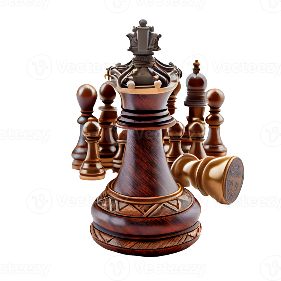 King and soldier chess pieces on transparent background. leadership concept png