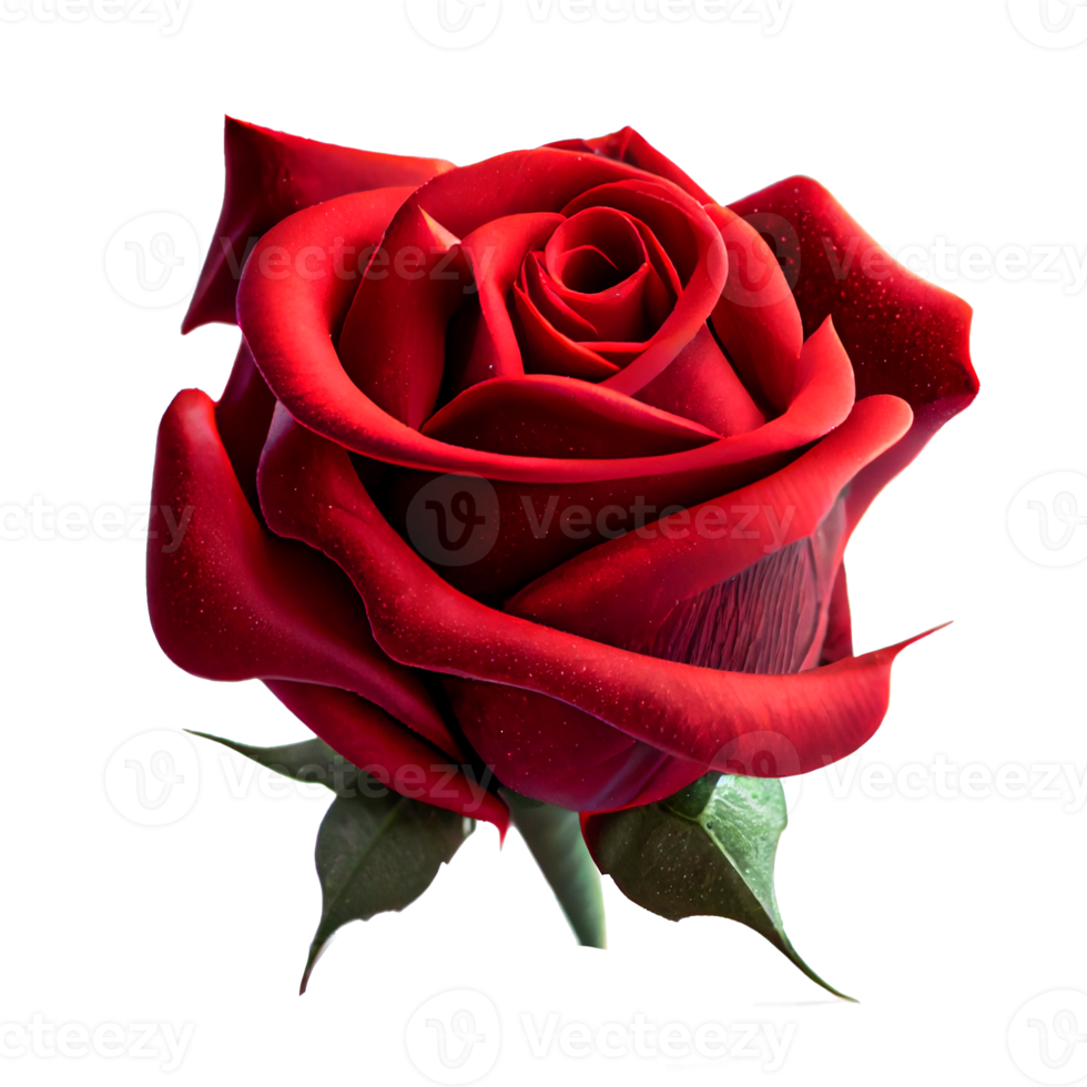 red rose isolated on white background for valentine's day. Generative AI png