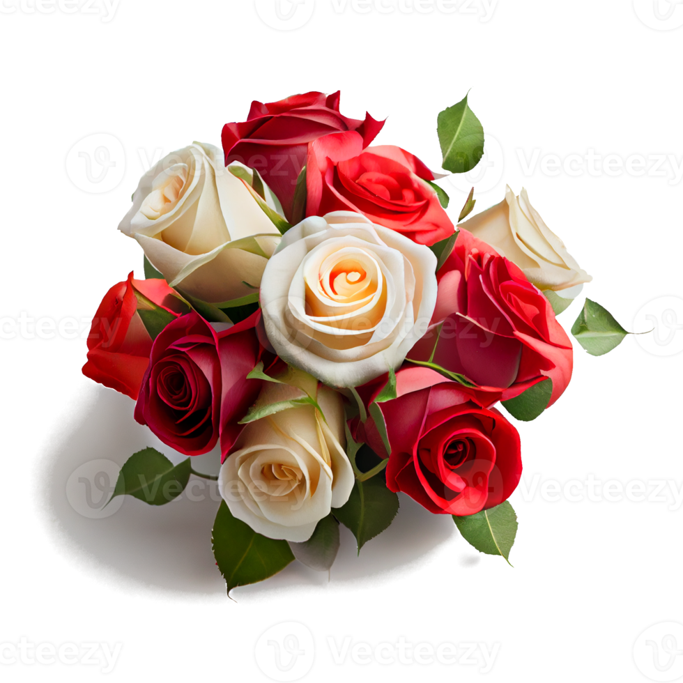 red rose isolated on white background for valentine's day. Generative AI png