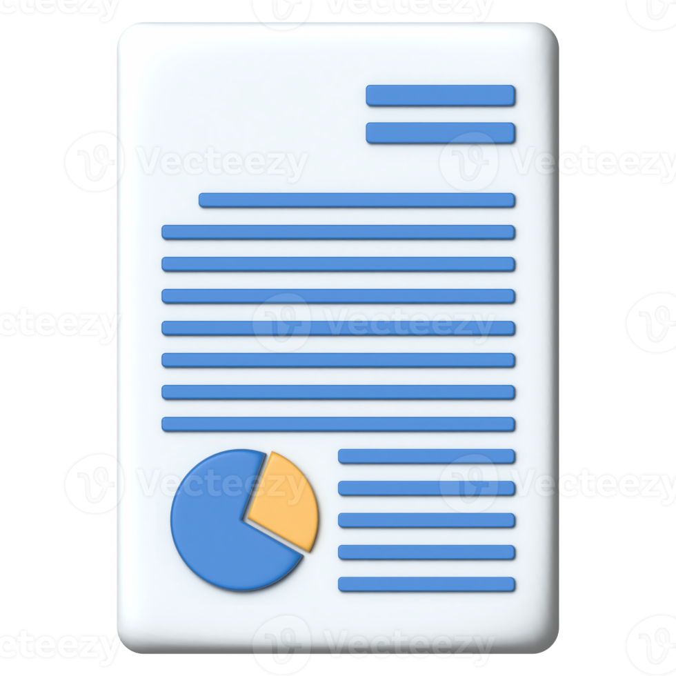 3D document icon with pie chart png