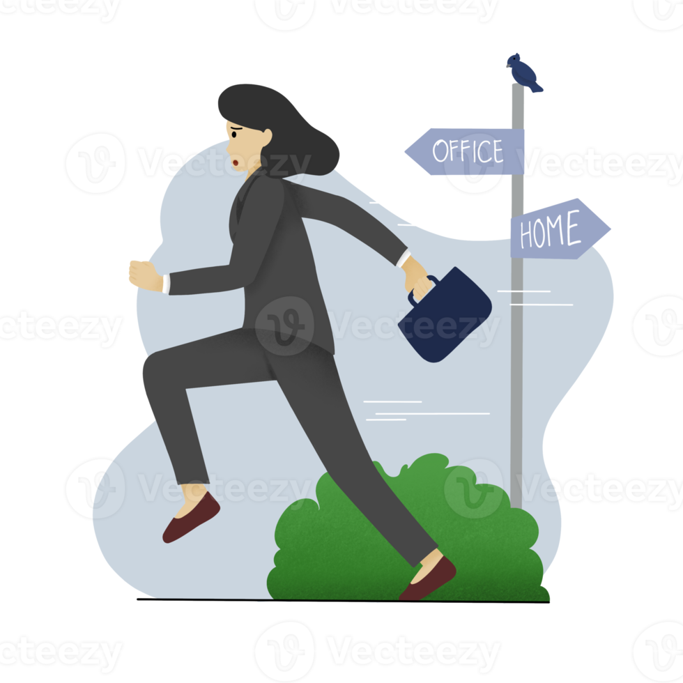 Business Character rushing workers png