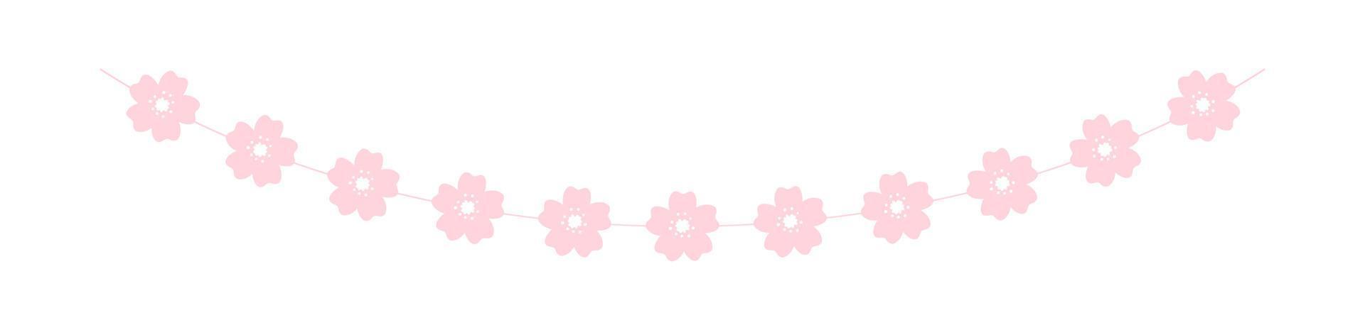 Cherry Blossom Garland, Cute Floral Bunting Spring Design Elements vector
