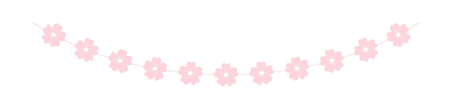 Cherry Blossom Garland, Cute Floral Bunting Spring Design Elements vector