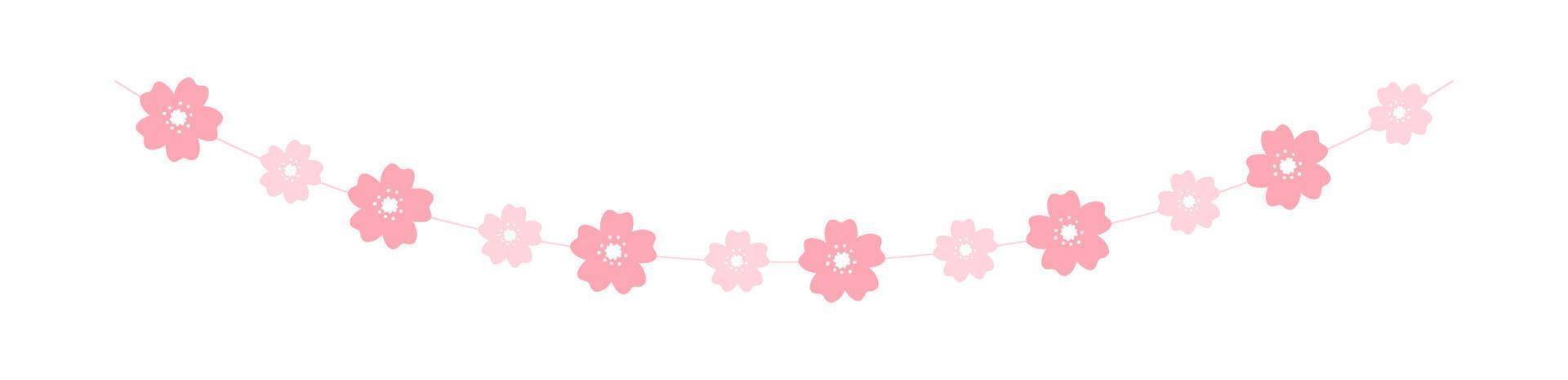 Cherry Blossom Garland, Cute Floral Bunting Spring Design Elements vector