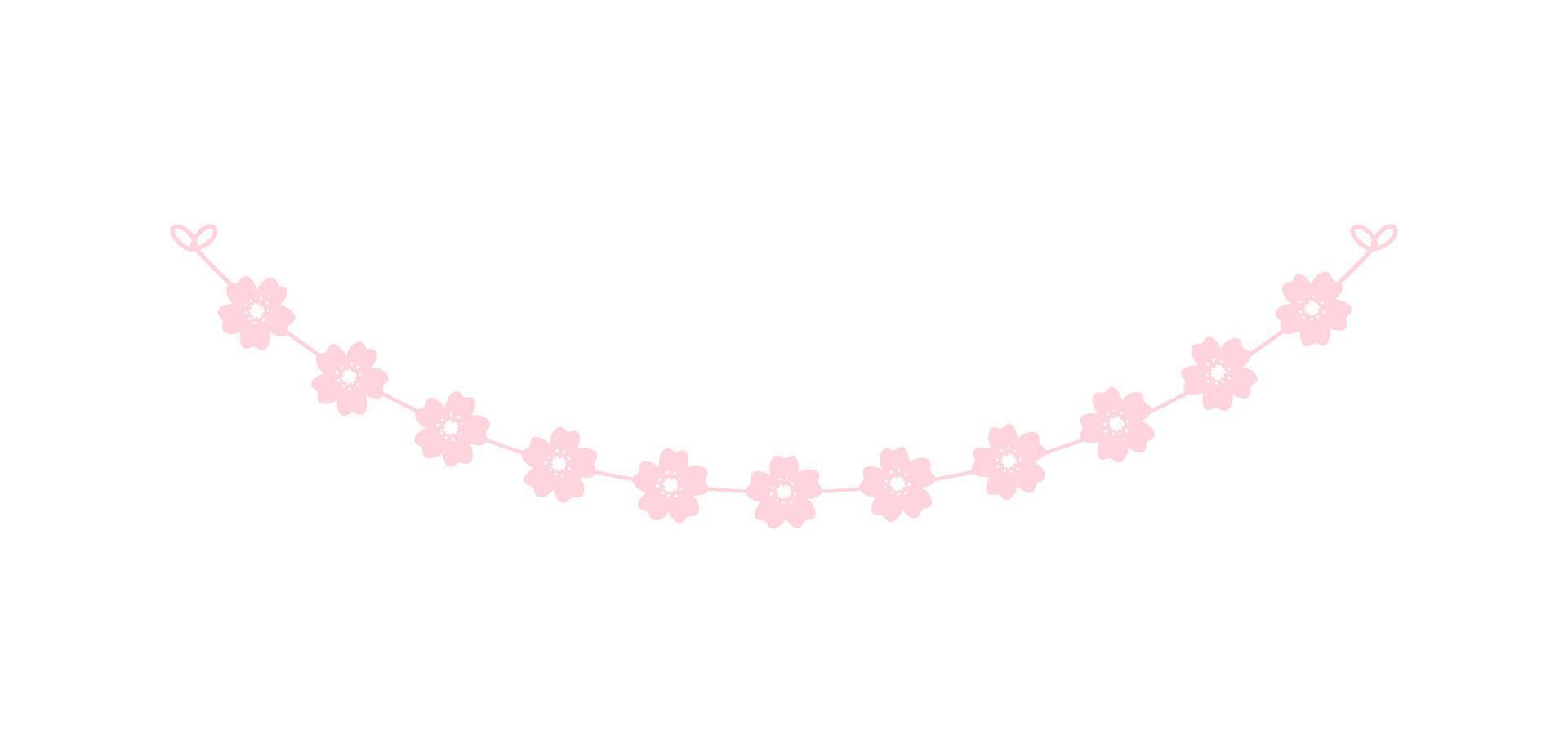 Cherry Blossom Garland, Cute Floral Bunting Spring Design Elements vector