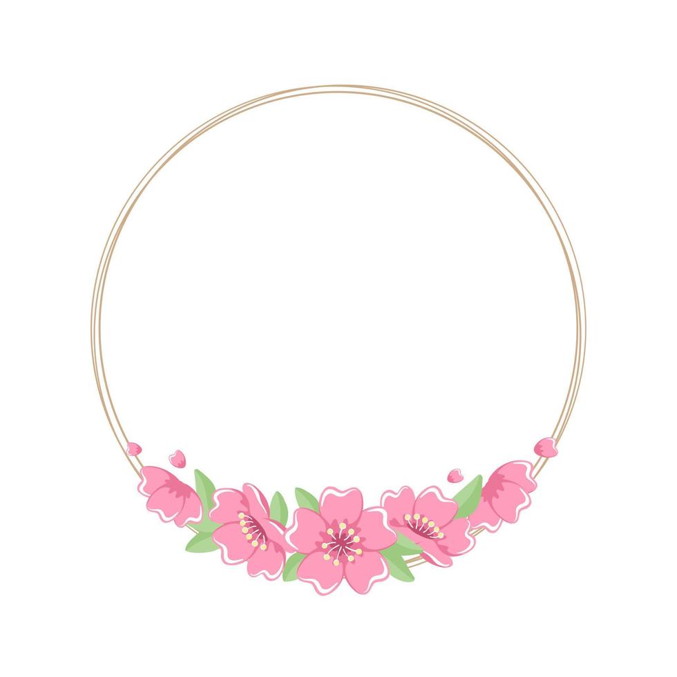 Round Cherry Blossom Frame vector