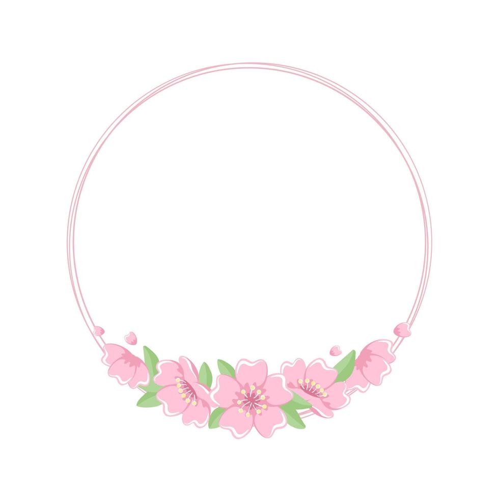Round Cherry Blossom Frame vector