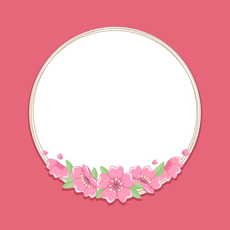 Round Cherry Blossom Frame vector