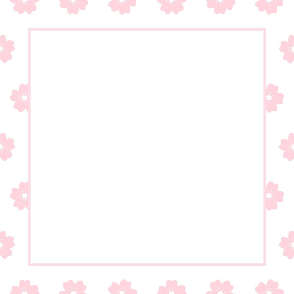 Cute Square Sakura Cherry Blossom Frame vector