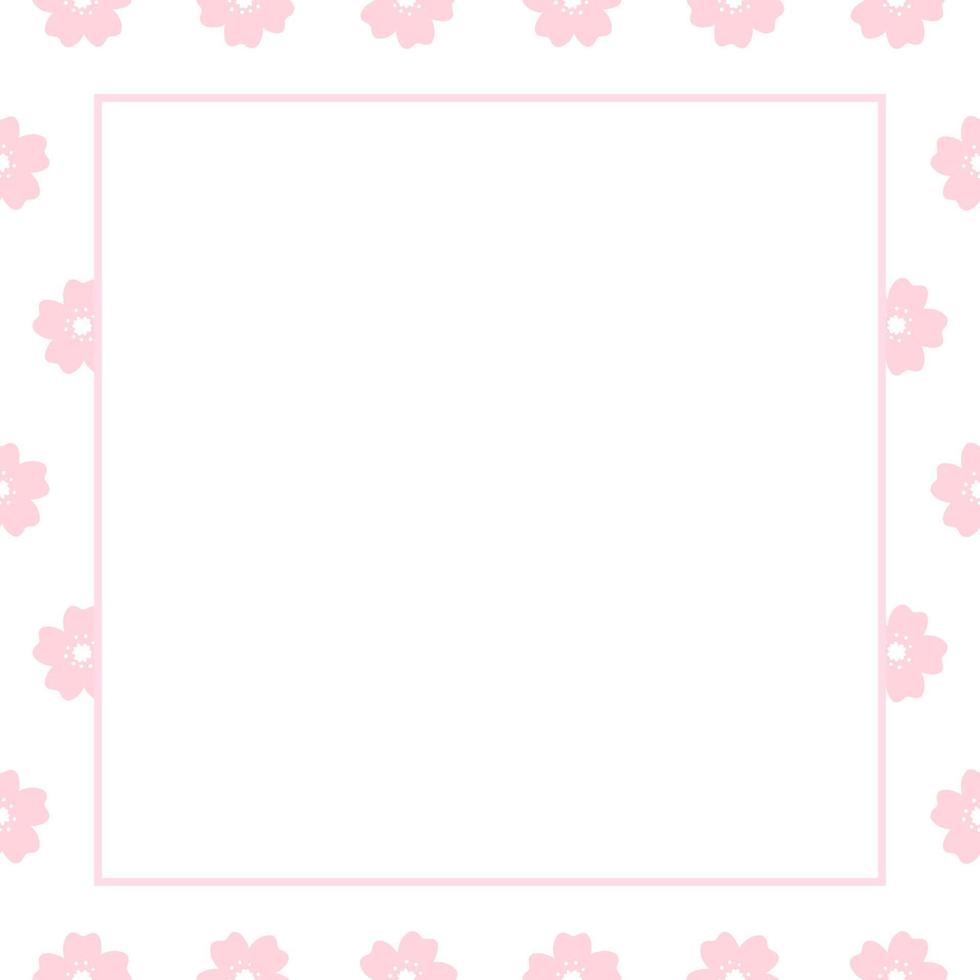 Cute Square Sakura Cherry Blossom Frame vector