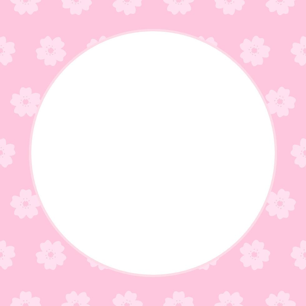Cute Round Sakura Cherry Blossom Frame vector