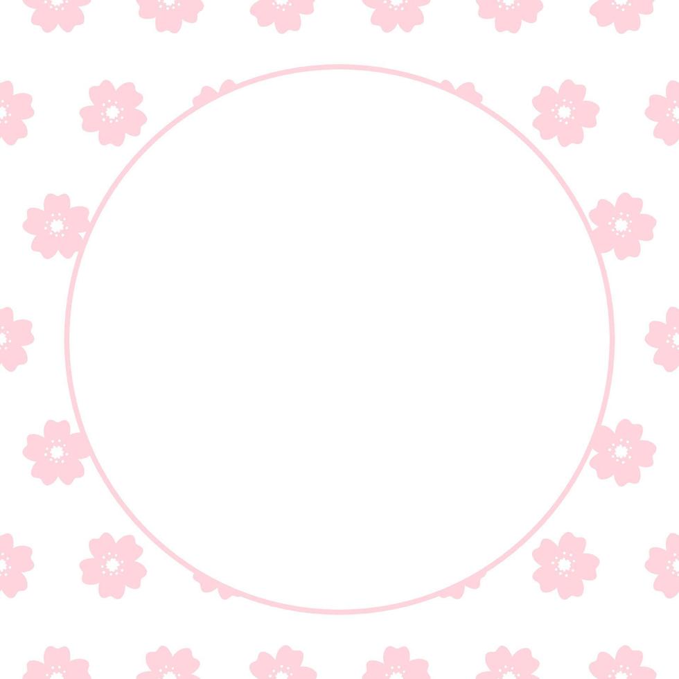 Cute Round Sakura Cherry Blossom Frame vector