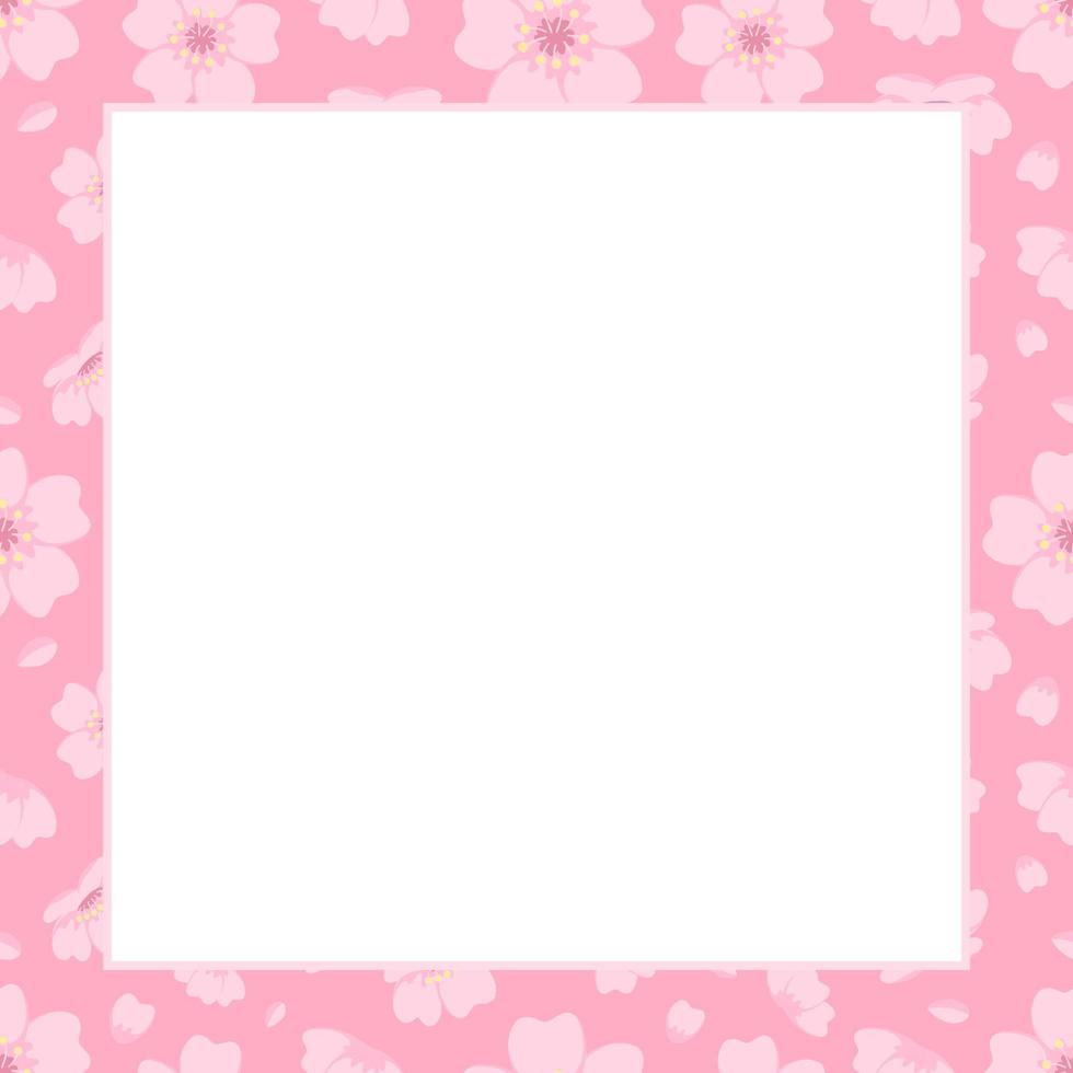 Cute Square Sakura Cherry Blossom Frame vector