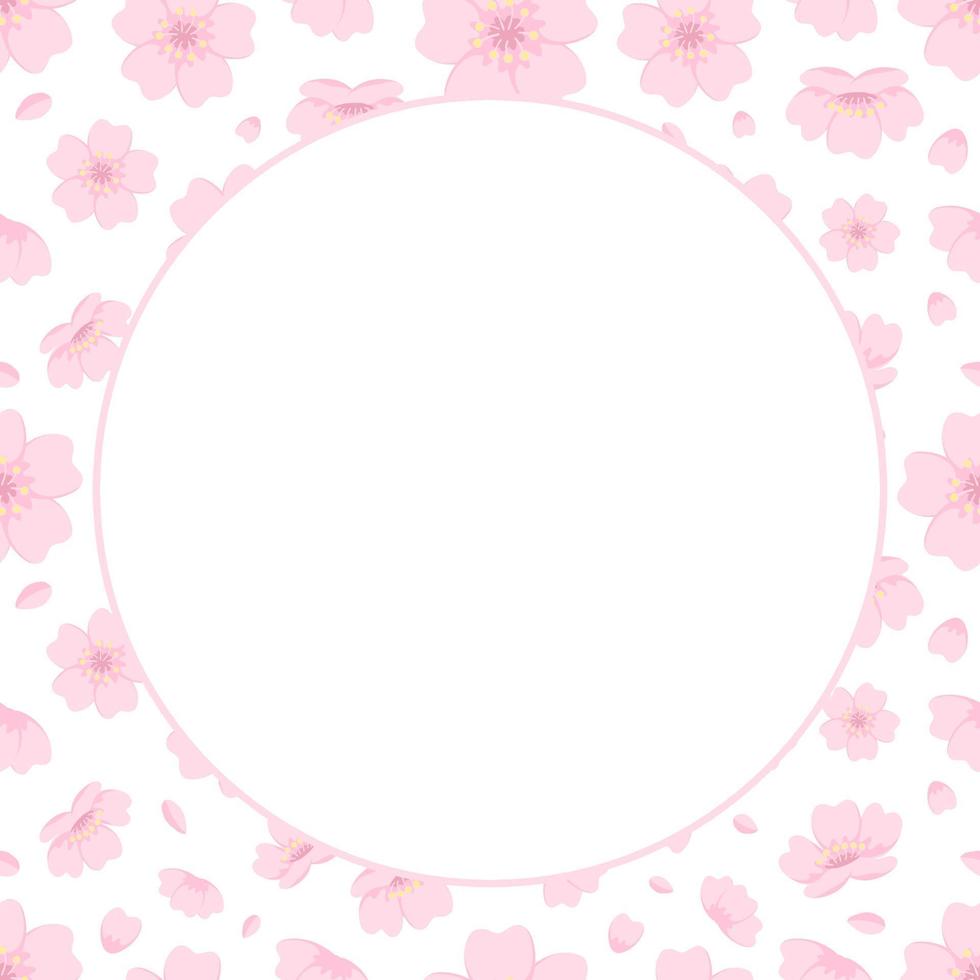 Cute Round Sakura Cherry Blossom Frame vector