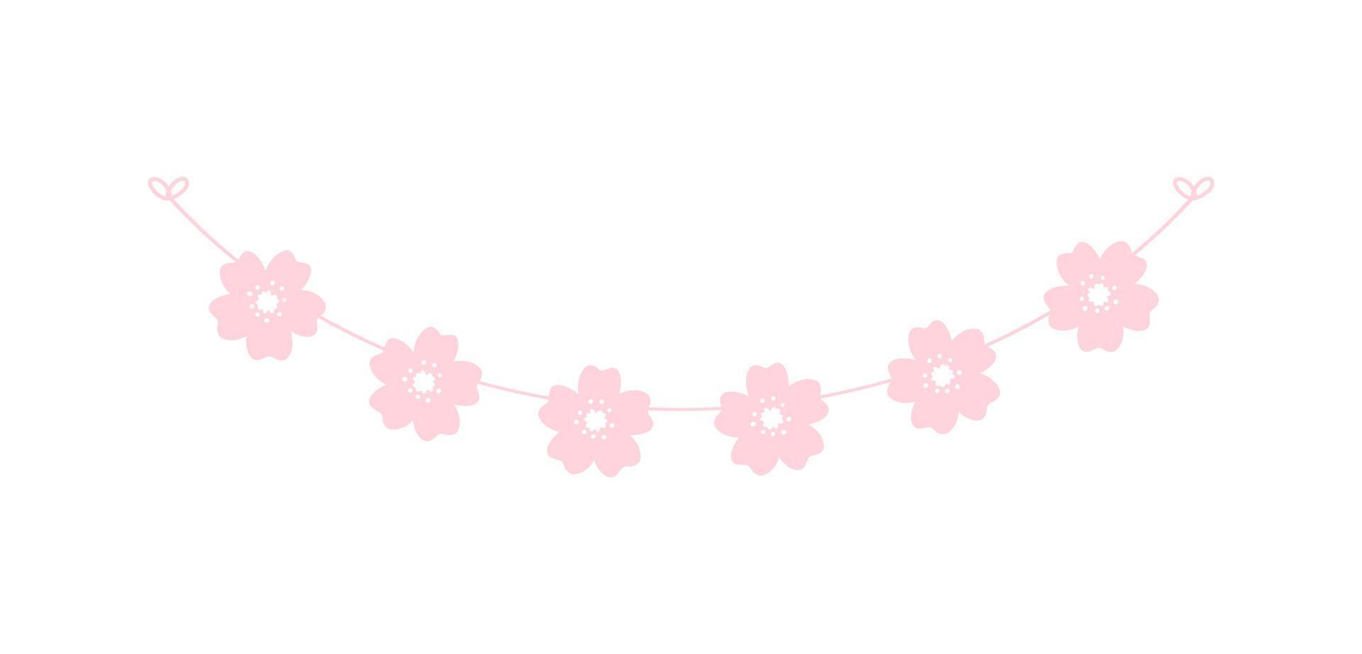 guirnalda de flores de cerezo, lindos elementos florales de diseño de primavera vector