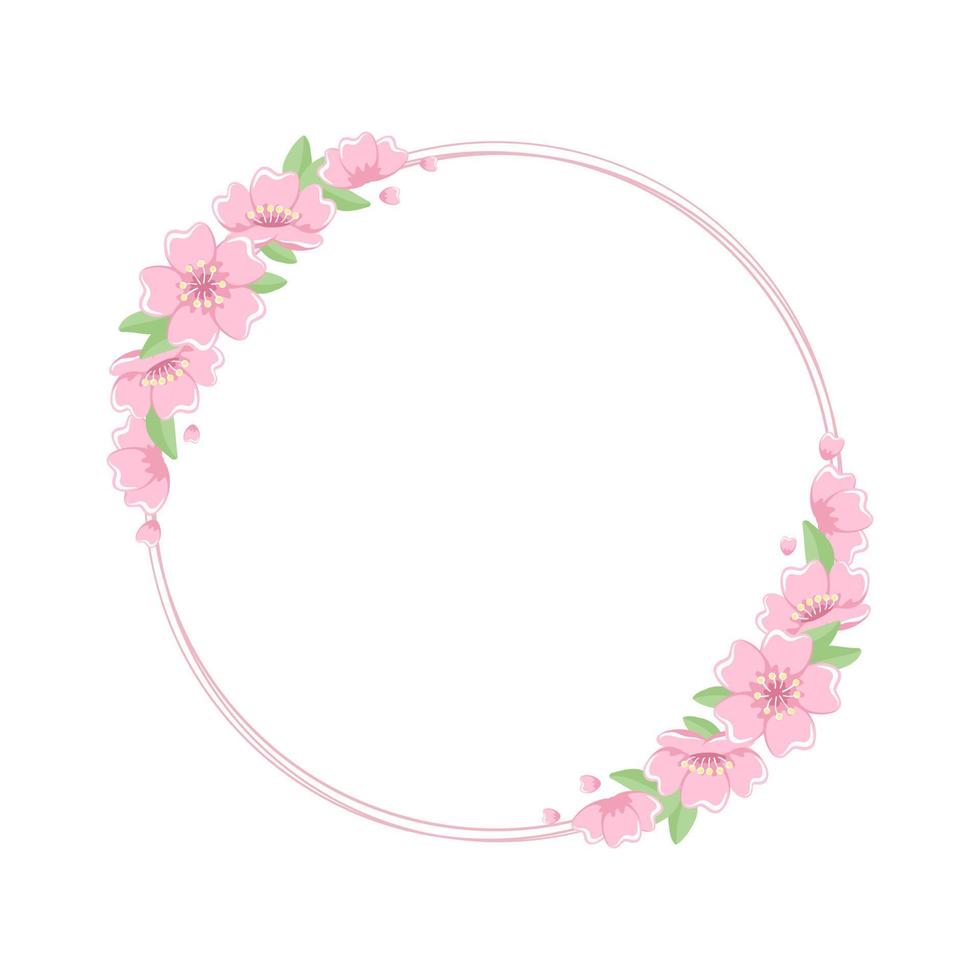 Round Cherry Blossom Frame vector