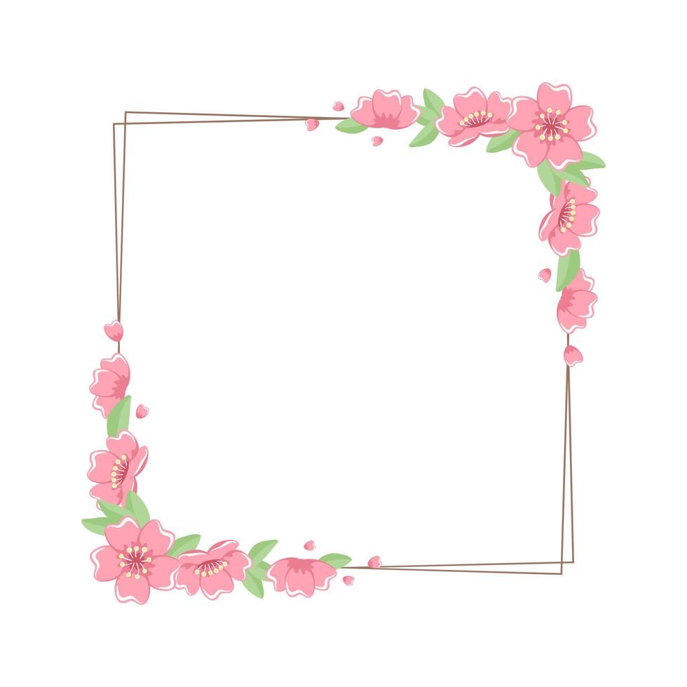 Square Cherry Blossom Frame vector
