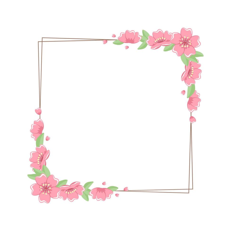 Square Cherry Blossom Frame vector