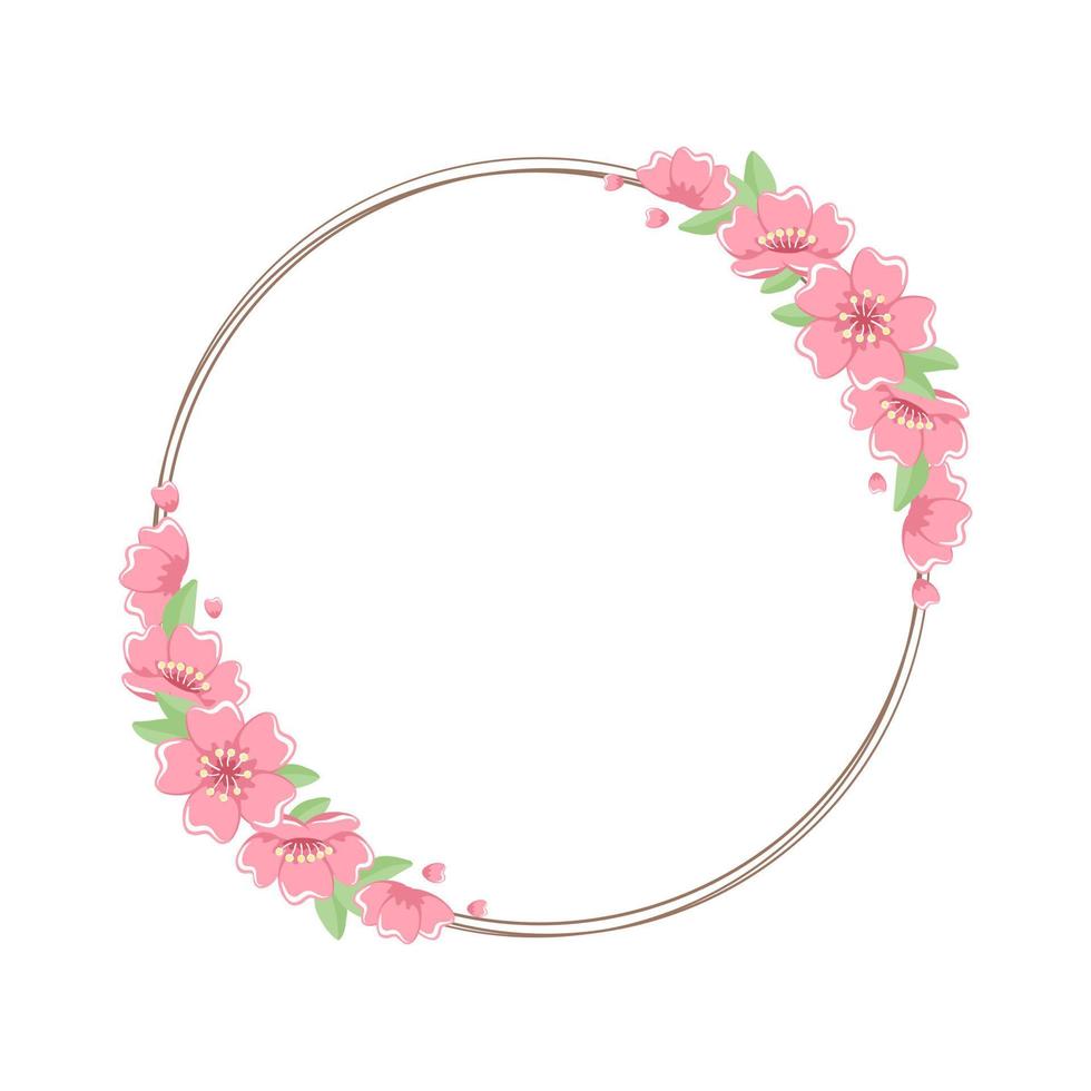 Round Cherry Blossom Frame vector