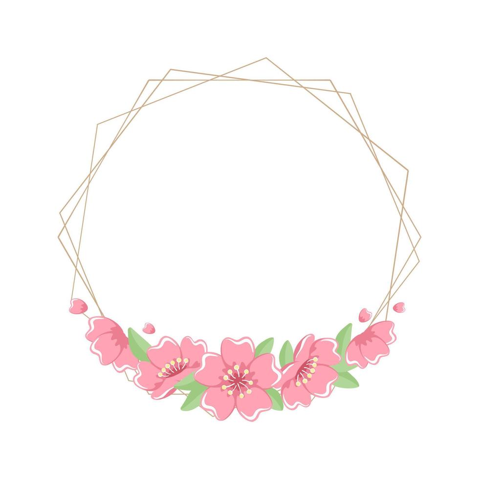 Round Geometric Cherry Blossom Frame vector