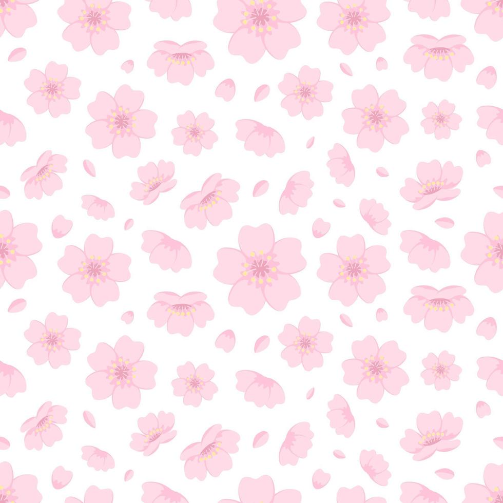 Cherry blossom seamless pattern. Japanese flower pattern vector background.