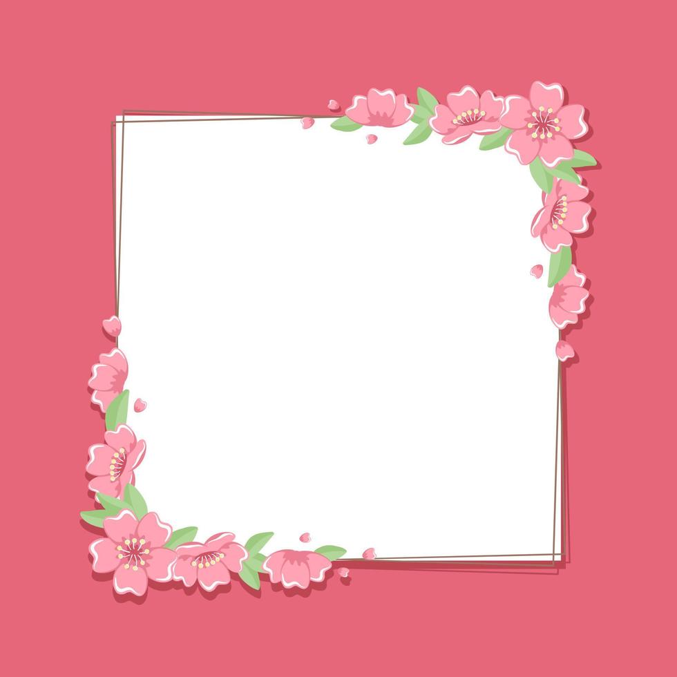 Square Cherry Blossom Frame vector