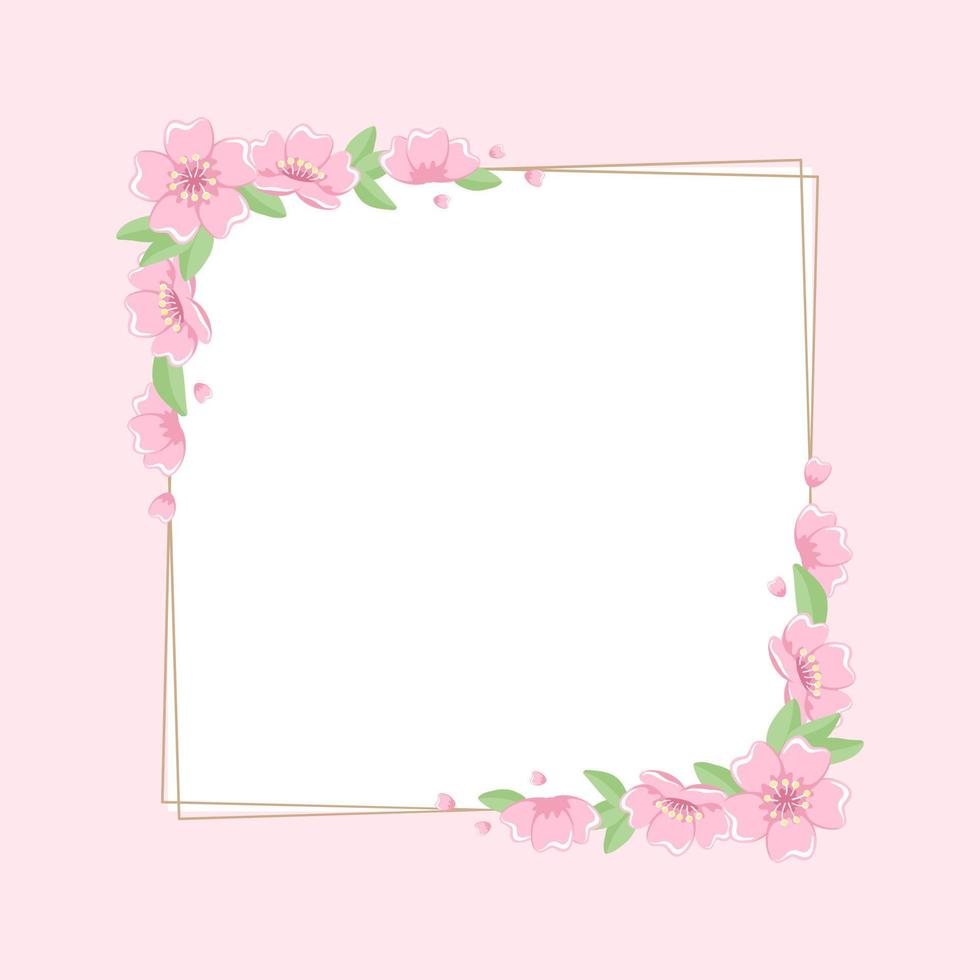 marco cuadrado de flor de cerezo vector