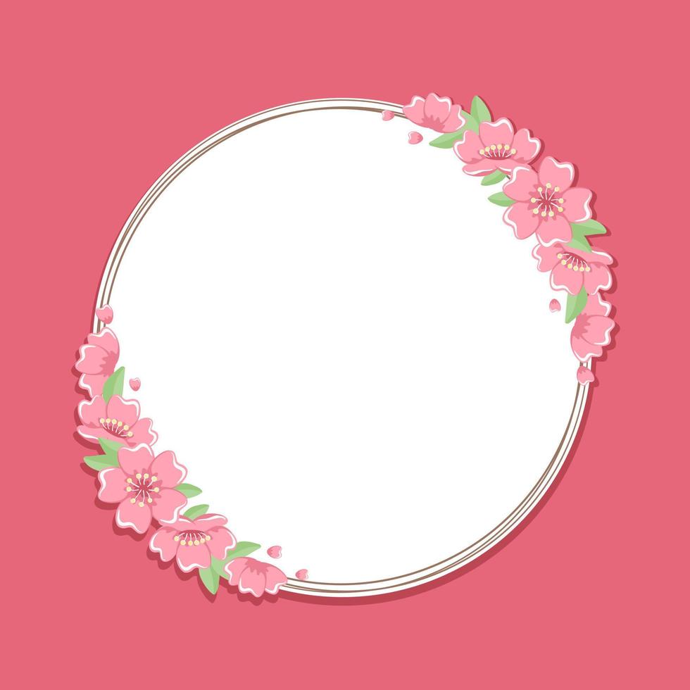 Round Cherry Blossom Frame vector