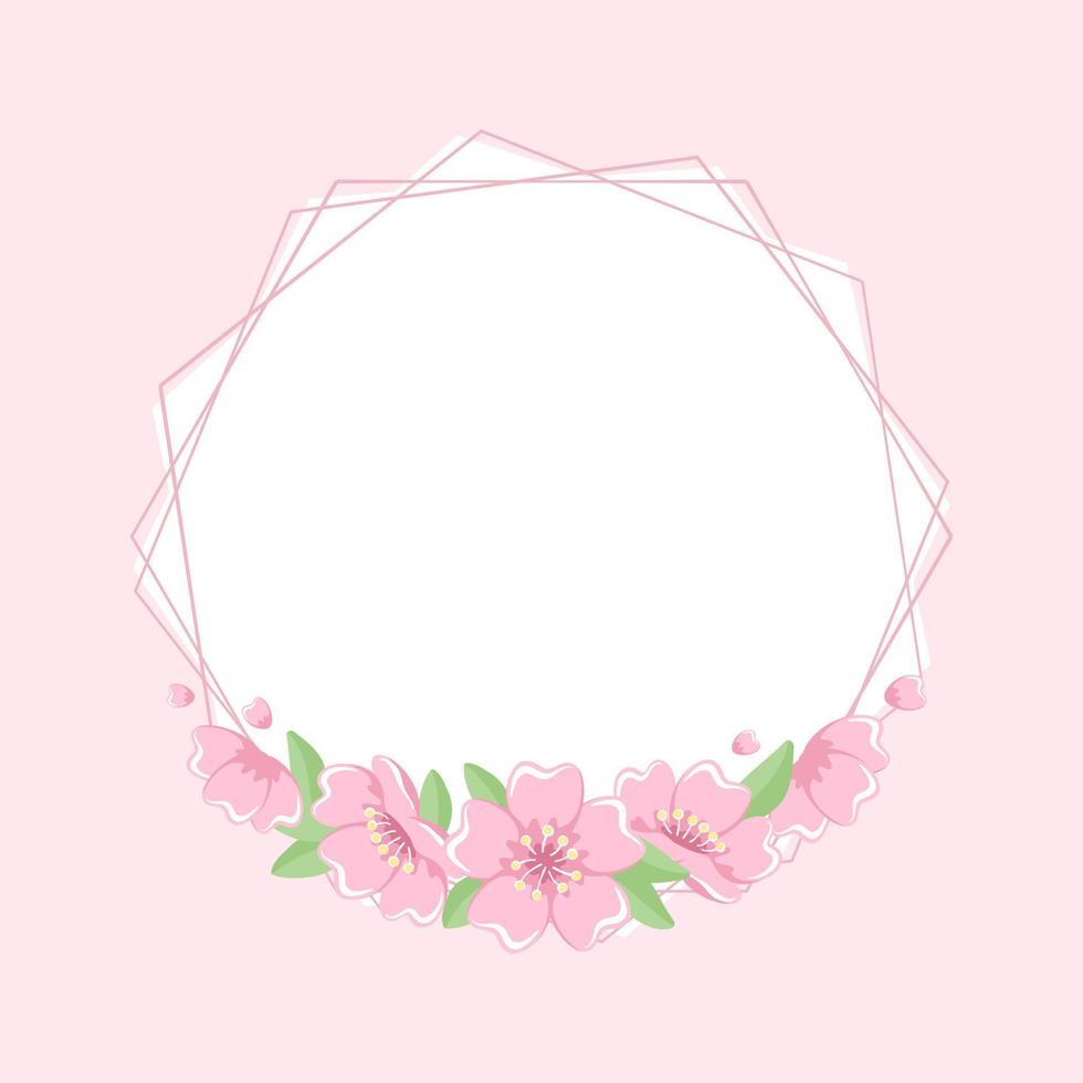 Round Geometric Cherry Blossom Frame vector