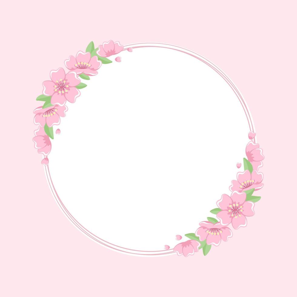 Round Cherry Blossom Frame vector