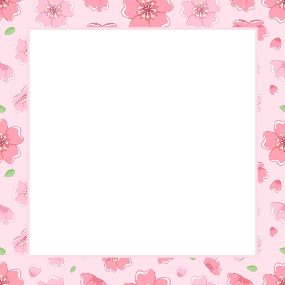 Cute Square Sakura Cherry Blossom Frame vector