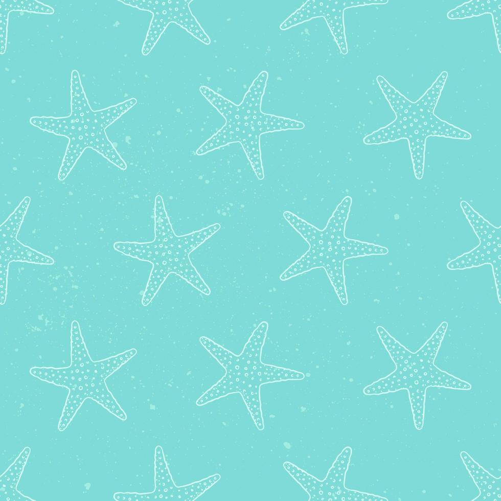 Starfish seamless pattern background vector illustration. Turquoise aquatic marine life wallpapers