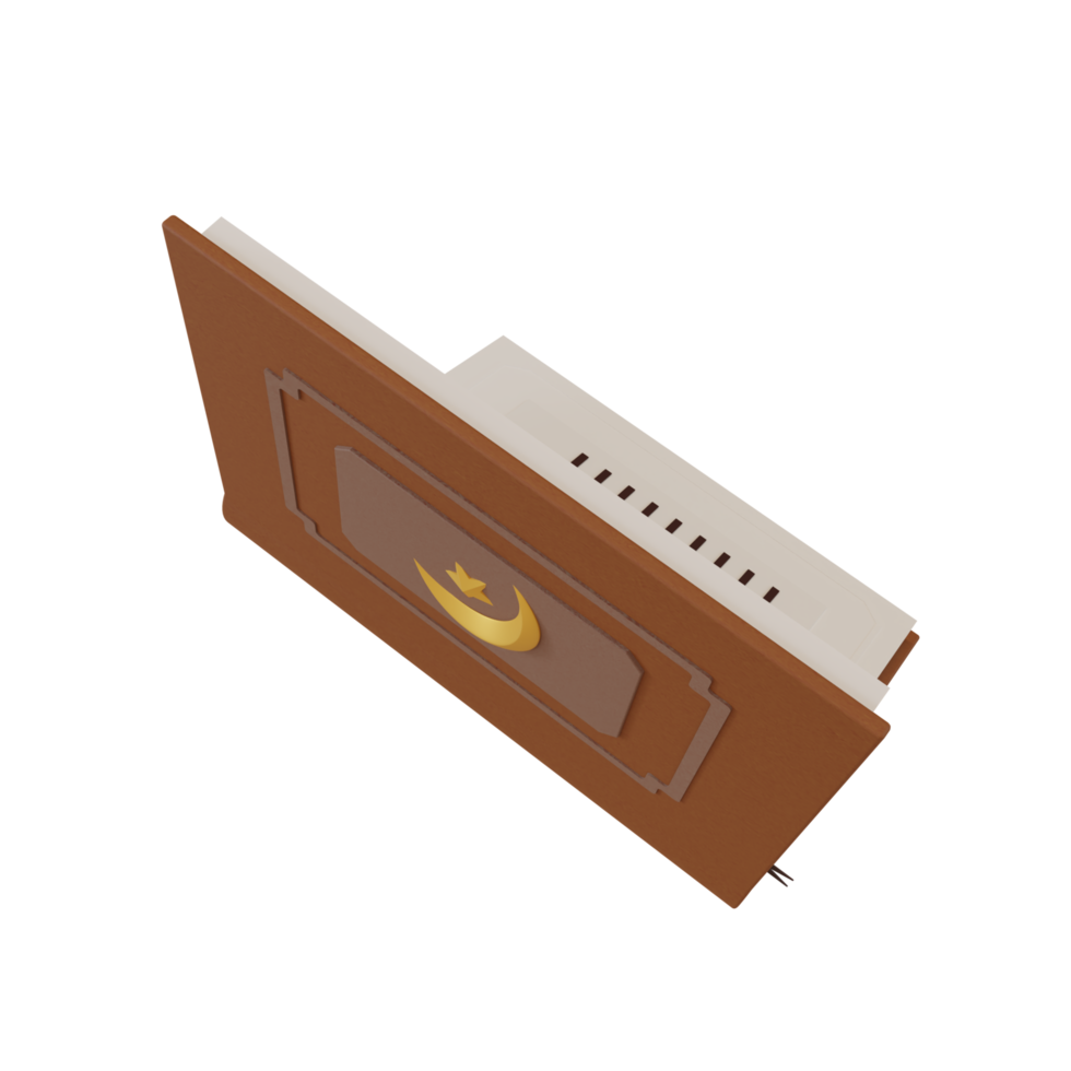 3d render illustration of al-quran with moon and star icon for decoration greeting card of ramadan and eid al fitr png
