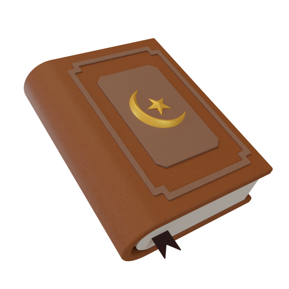 3d render illustration of al-quran with moon and star icon for decoration greeting card of ramadan and eid al fitr png