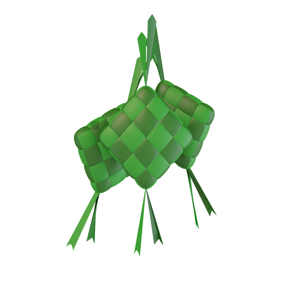 ilustração de renderização 3D de comida ketupat, para decoração de cartão de eid png