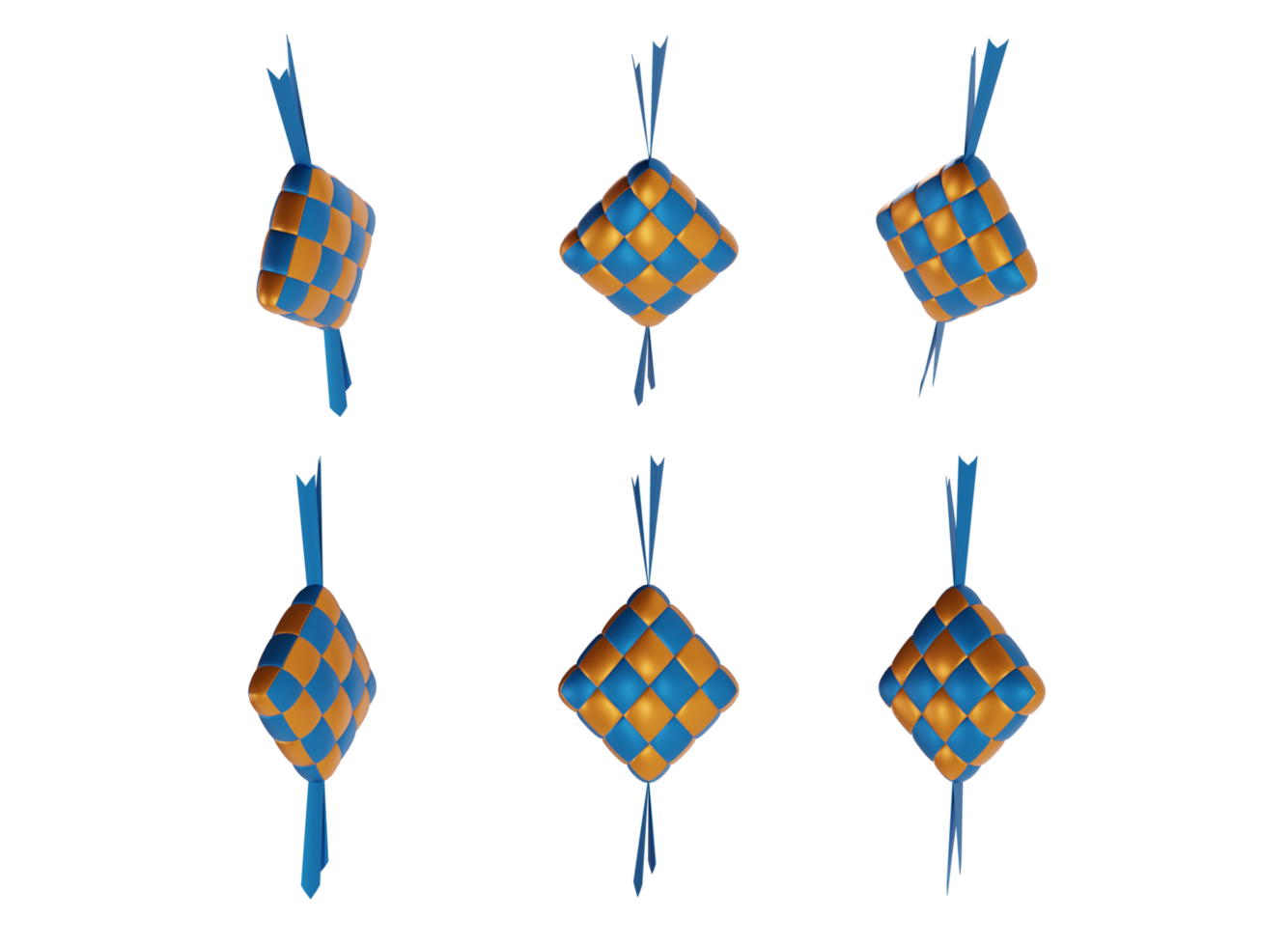 3d render illustration of ketupat food, for Eid greeting card decoration png