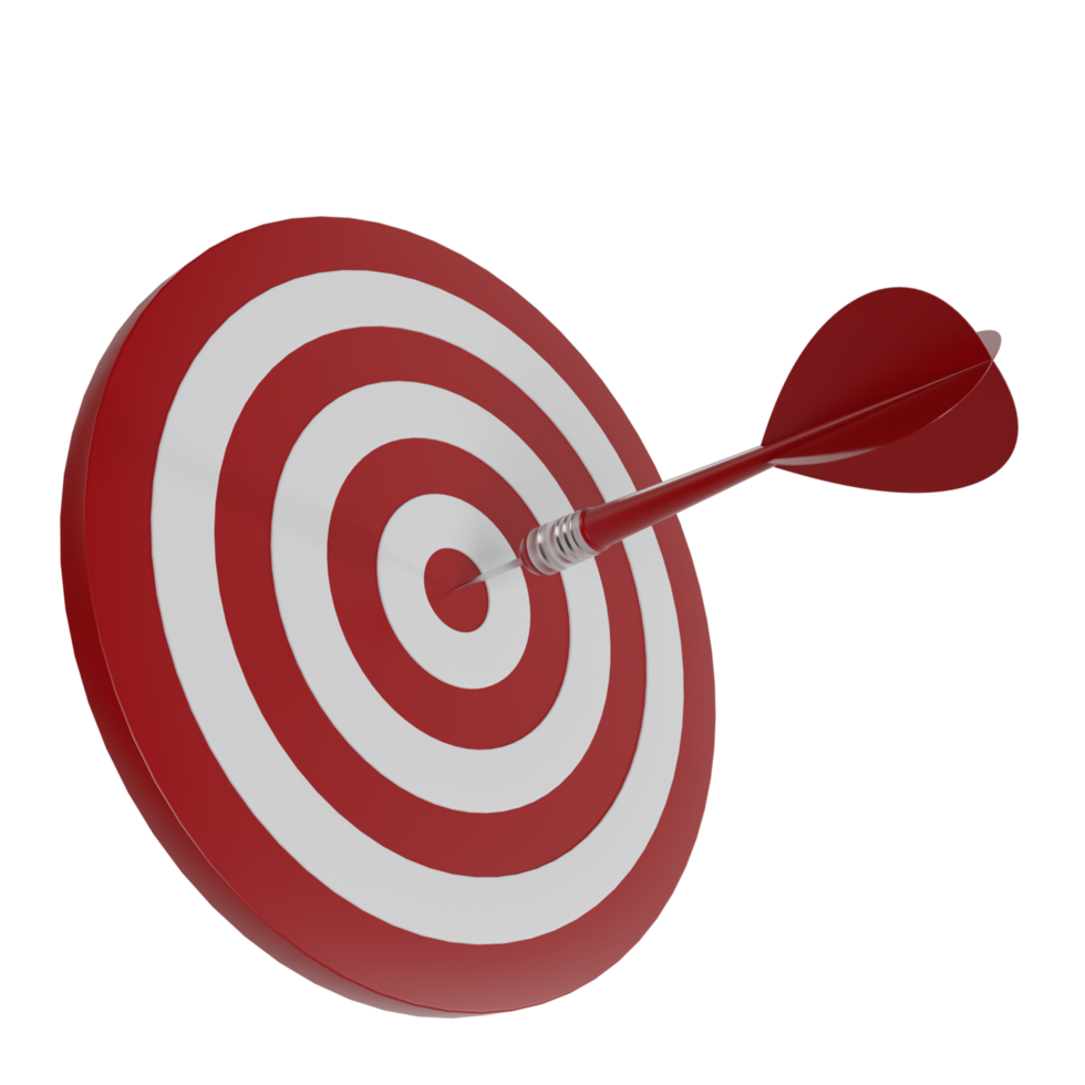 Arrow on Target isolated on yellow background, 3d render illustration png